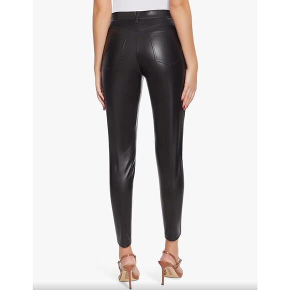 SAM EDELMAN sz 25 Black Faux Leather High Rise Skinny Ankle Pants Jeans Leggings - Picture 3 of 10